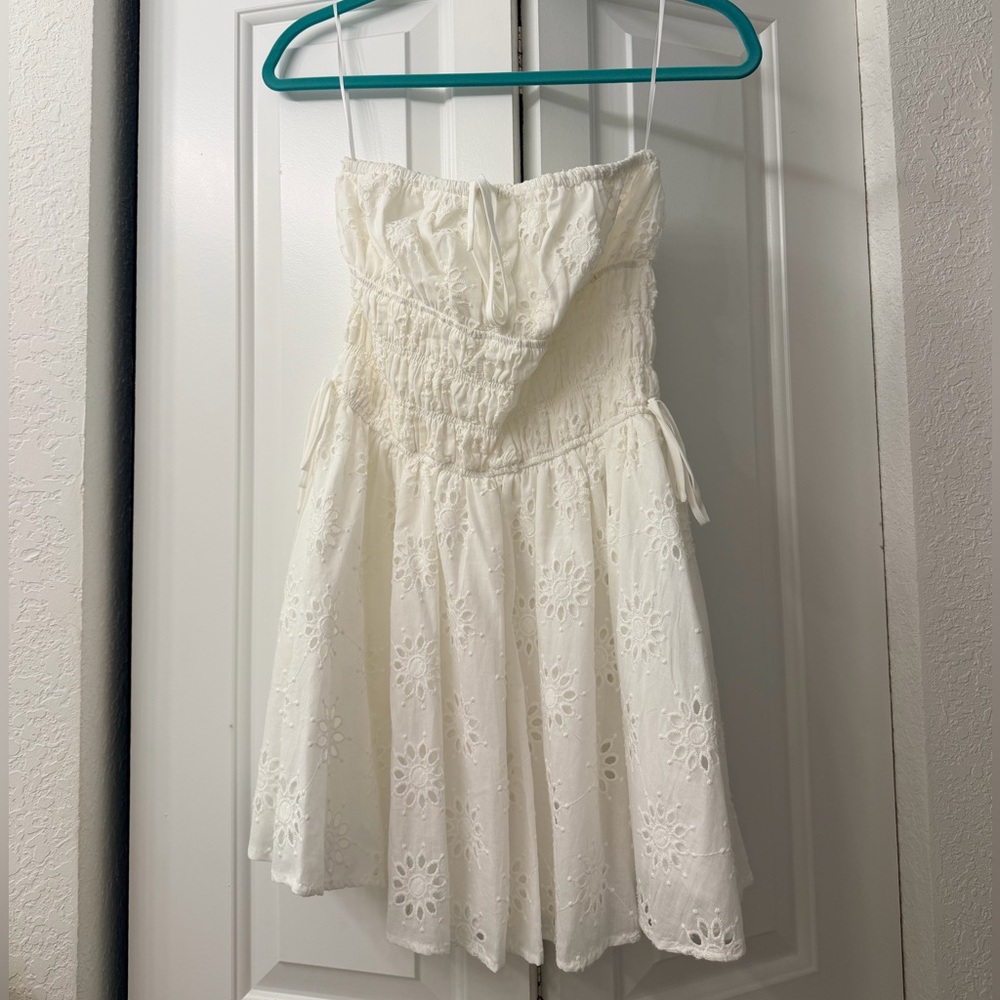 Lucy Paris White analise Eyelet Strapless Sundress